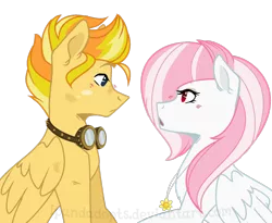 Size: 1232x1011 | Tagged: safe, artist:ipandacakes, derpibooru import, oc, oc:snowflake, oc:sunspot, pegasus, pony, female, goggles, male, mare, offspring, parent:bulk biceps, parent:fire streak, parent:fluttershy, parent:sunset shimmer, parents:flutterbulk, parents:sunsetstreak, simple background, stallion, transparent background