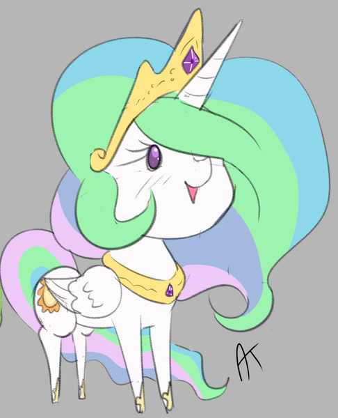 Size: 1284x1586 | Tagged: alicorn, artist:appelknekten, crown, derpibooru import, female, jewelry, mare, princess celestia, regalia, safe, sketch, smiling, solo