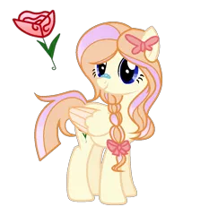 Size: 994x1066 | Tagged: safe, artist:xxcutecookieswirlsxx, derpibooru import, oc, oc:rosaly, pegasus, pony, bandaid, bow, braid, cute, cutie mark, female, hair ornament, index get, mare, offspring, parent:bulk biceps, parent:fluttershy, parents:flutterbulk, simple background, smiling, solo, transparent background