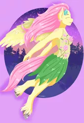 Size: 1939x2829 | Tagged: anthro, artist:lucaaegus, clothes, derpibooru import, eyes closed, female, fluttershy, pegasus, safe, smiling, solo, unguligrade anthro