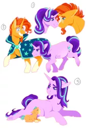 Size: 1024x1484 | Tagged: safe, artist:seabreezyy, derpibooru import, starlight glimmer, sunburst, oc, oc:sundrop, pony, baby, baby pony, colt, female, floppy ears, foal, grumpy, male, missing cutie mark, mother and child, mother and son, offspring, parent:starlight glimmer, parent:sunburst, parents:starburst, preglight glimmer, pregnant, shipping, starburst, straight, yawn