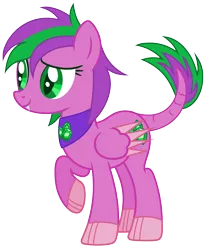 Size: 1668x1988 | Tagged: safe, artist:razorbladetheunicron, derpibooru import, oc, unofficial characters only, dracony, dragon, hybrid, pony, lateverse, bandana, base used, fangs, female, interspecies offspring, mare, offspring, parent:amethyst star, parent:spike, parents:amespike, scales, simple background, solo, tail, transparent background