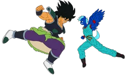 Size: 2800x1700 | Tagged: angry, anthro, anthro oc, artist:linedraweer, broly, commission, derpibooru import, dragon ball super, dragon ball xenoverse, edit, fight, hoof feet, oc, oc:j5, safe, vector, wings