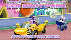 Size: 1920x1080 | Tagged: safe, artist:dashiemlpfim, artist:jeats-axl, artist:yoshigreenwater, derpibooru import, princess flurry heart, twilight sparkle, pony, baby, baby park, baby pony, blue shell, cart, crossover, foal, mario kart, this will end in tears