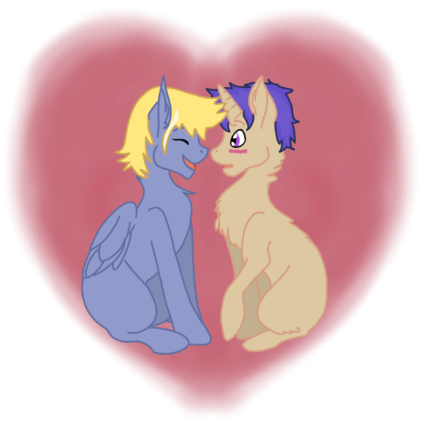 Size: 768x768 | Tagged: safe, artist:dexterousdecarius, derpibooru import, oc, oc:bright star, oc:moonwalker, unofficial characters only, pony, base used, blushing, chest fluff, gay, heart, male, offspring, offspring shipping, parent:flash sentry, parent:moondancer, parent:star tracker, parent:twilight sparkle, parents:flashlight, parents:moontracker, shipping, simple background, transparent background