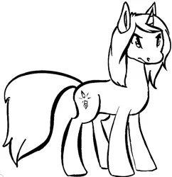 Size: 582x602 | Tagged: safe, artist:tempusfidgets, deleted from derpibooru, derpibooru import, oc, oc:broken pen, pony, unicorn, male, monochrome, simple background, solo