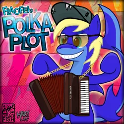 Size: 3000x3000 | Tagged: safe, artist:flaofei, derpibooru import, applejack, minuette, pinkie pie, twilight sparkle, oc, original species, pony, shark, shark pony, accordion, album, album cover, baseball cap, butt, cap, cover art, glasses, hat, music, musical instrument, plot, polka, polkacore, solo focus