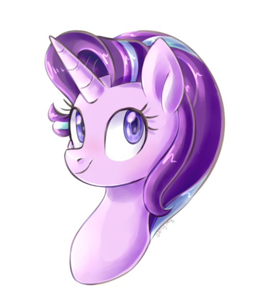 Size: 798x949 | Tagged: safe, artist:darlyjay, derpibooru import, starlight glimmer, pony, unicorn, bust, female, mare, portrait, simple background, smiling, solo, transparent background