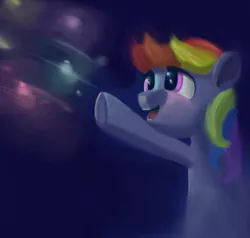 Size: 2839x2700 | Tagged: safe, artist:ahobobo, derpibooru import, rainbow dash, pony, 2019, bust, female, fireworks, looking at something, looking up, mare, open mouth, pointing, reaching, solo, three quarter view, wingless