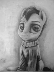 Size: 2736x3648 | Tagged: safe, artist:thatdreamerarts, derpibooru import, pony, clothes, monochrome, pencil drawing, sitting, solo, sweater, traditional art