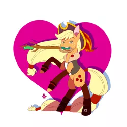 Size: 2400x2400 | Tagged: safe, artist:cckittycreative, derpibooru import, applejack, earth pony, pony, clothes, female, keyblade, kingdom hearts, mare, solo