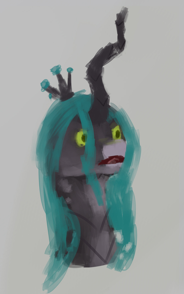 Size: 668x1070 | Tagged: safe, artist:aterhut, derpibooru import, queen chrysalis, changeling, changeling queen, bust, female, head, image, jpeg, kill me, nani, simple background, solo, wtf