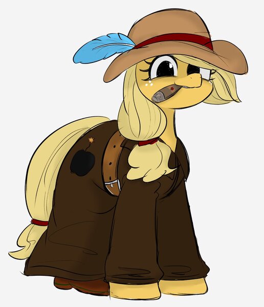 Size: 1013x1179 | Tagged: safe, artist:manachaaaaaaaa, derpibooru import, applejack, earth pony, pony, clothes, cute, female, freckles, hat, jackabetes, looking at you, mare, simple background, solo, trenchcoat, white background