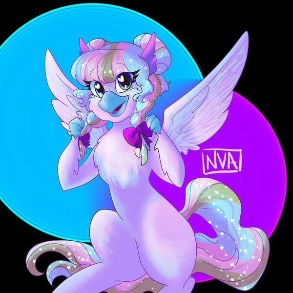 Size: 1554x1554 | Tagged: safe, artist:nichroniclesvsart, derpibooru import, oc, oc:salt water taffy, hippogriff, pony, mascot, pastel, seaquestriafest, simple background, solo