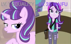 Size: 1752x1090 | Tagged: safe, derpibooru import, edit, edited screencap, screencap, starlight glimmer, pony, unicorn, equestria girls, mirror magic, the cutie map, spoiler:eqg specials, :o, beanie, cute, equal cutie mark, female, glimmerbetes, hat, level up, lidded eyes, looking at you, mafia city, mare, open mouth, raised hoof, s5 starlight, smiling, solo, that's how mafia works, waifu