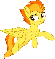 Size: 6250x6748 | Tagged: safe, artist:aureai-sketches, artist:cyanlightning, derpibooru import, spitfire, pegasus, pony, .svg available, :p, absurd resolution, chest fluff, cute, cutefire, ear fluff, female, flying, lidded eyes, mare, silly, simple background, smiling, tongue out, transparent background, vector
