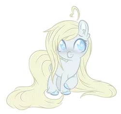 Size: 600x563 | Tagged: safe, artist:sinamuna, derpibooru import, oc, oc:puddleheart, unofficial characters only, pony, ahoge, base used, blonde hair, blue blush, blue eyes, blue fur, blushing, colored eyelashes, colored hooves, female, filly, heart eyes, ice, long hair, shiny hoof, simple background, smiling, solo, transparent background, updated design, wingding eyes, young