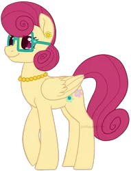 Size: 765x1000 | Tagged: safe, artist:darkodraco, derpibooru import, posey shy, pegasus, pony, ear piercing, earring, female, glasses, jewelry, mare, necklace, pearl necklace, piercing, raised hoof, simple background, smiling, solo, transparent background