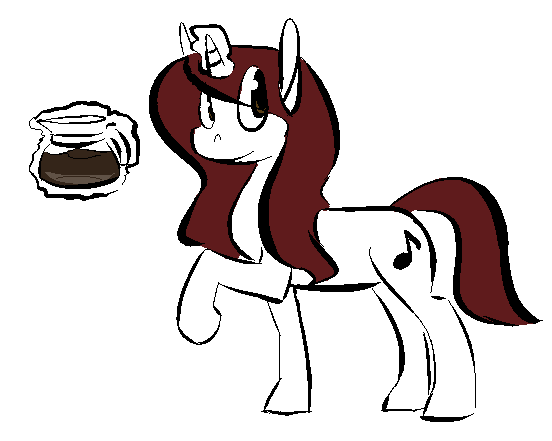 Size: 552x441 | Tagged: safe, artist:tempusfidgets, deleted from derpibooru, derpibooru import, oc, oc:coffee note, pony, unicorn, coffee, coffee pot, female, oc art challenge, simple background, solo