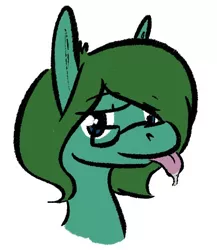 Size: 424x488 | Tagged: safe, artist:tempusfidgets, deleted from derpibooru, derpibooru import, oc, oc:tempus fidgets, earth pony, pony, male, moist, simple background, solo, tongue out