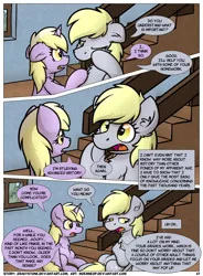 Size: 1400x1900 | Tagged: safe, artist:moemneop, derpibooru import, derpy hooves, dinky hooves, pony, unicorn, comic:shifting changelings lies and truths, comic, female, mother and child, mother and daughter