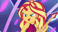Size: 1096x615 | Tagged: safe, derpibooru import, screencap, bulk biceps, desert sage, doodle bug, drama letter, flash sentry, mile hill, sandalwood, sunset shimmer, technicolor waves, waldo whereabout, watermelody, equestria girls, equestria girls series, spring breakdown, spoiler:eqg series (season 2), :o, all good (song), animated, background human, blushing, clothes, converse, cute, dancing, diasentres, electric guitar, female, flashimmer, gif, guitar, hat, male, musical instrument, one eye closed, open clothes, open mouth, sailor hat, shimmerbetes, shipping, shipping fuel, shipping wink, shoes, sleeveless, starry eyes, straight, swimsuit, wingding eyes, wink
