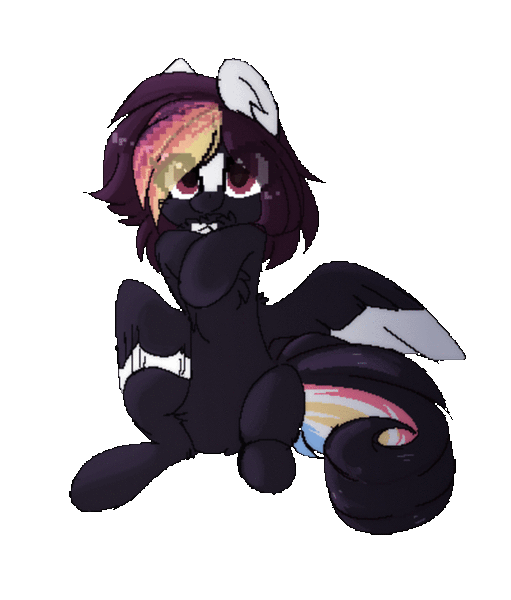 Size: 645x758 | Tagged: safe, artist:little-sketches, derpibooru import, oc, oc:ayaka, ponified, pegasus, pony, alternate design, animated, blinking, eye clipping through hair, female, gif, mare, pixel art, simple background, solo, species swap, transparent background