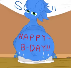 Size: 1200x1150 | Tagged: source needed, useless source url, suggestive, artist:theimmortalwolf, derpibooru import, oc, oc:sonicdash, ponified, pony, body writing, happy birthday, male, male pregnancy, pregnant, sonic the hedgehog, sonic the hedgehog (series)