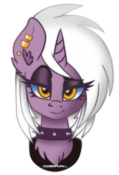 Size: 1232x1800 | Tagged: safe, artist:ciderpunk, derpibooru import, oc, oc:amber ironheart, unofficial characters only, pony, bust, ear piercing, earring, jewelry, looking at you, piercing, simple background, transparent background