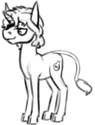 Size: 518x677 | Tagged: safe, artist:tempusfidgets, deleted from derpibooru, derpibooru import, oc, oc:flask, pony, unicorn, male, monochrome, simple background, solo