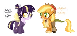 Size: 1554x740 | Tagged: safe, artist:unoriginai, derpibooru import, oc, hybrid, adoptable, cute, magical lesbian spawn, offspring, parent:applejack, parent:bugbear, parent:chimera sisters, parent:twilight sparkle