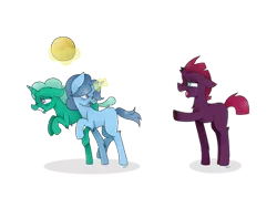 Size: 333x250 | Tagged: safe, artist:chinchidou2002, derpibooru import, fizzlepop berrytwist, glitter drops, spring rain, tempest shadow, pony, unicorn, my little pony: the movie, angry, ball, crying, female, filly, filly glitter drops, filly spring rain, filly tempest shadow, horn, magic, sad, younger