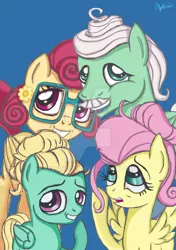 Size: 600x851 | Tagged: safe, artist:mystic2u, derpibooru import, fluttershy, gentle breeze, posey shy, zephyr breeze, pegasus, pony, bust, colt, family, family photo, female, filly, male, mare, portrait, stallion, younger