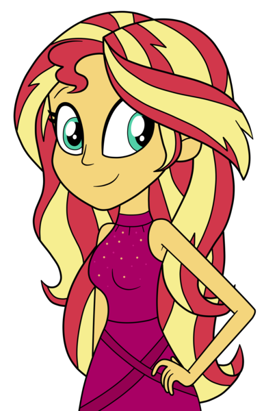 Size: 1983x2939 | Tagged: safe, artist:eagc7, derpibooru import, sunset shimmer, equestria girls, equestria girls series, spring breakdown, spoiler:eqg series (season 2), alternate hairstyle, clothes, dress, female, hand on hip, simple background, sleeveless, smiling, solo, transparent background