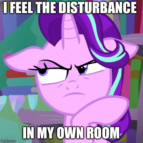 Size: 500x500 | Tagged: caption, derpibooru import, edit, edited screencap, frown, image macro, imgflip, impact font, meme, safe, screencap, starlight glimmer, starlight is not amused, text, unamused