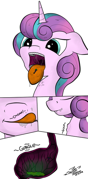 Size: 947x1920 | Tagged: questionable, alternate version, artist:tjarvinen, artist:tjarvinengts, derpibooru import, princess flurry heart, oc, oc:anon, alicorn, human, braces, comic, cute, drool, drool string, esophagus, eyes closed, fetish, flurrypred, gullet, inside mouth, inside stomach, internal, licking, licking lips, mucous, mucus, non-fatal vore, older, older flurry heart, ponies eating humans, reclining, relaxing, saliva puddle, salivating, stomach, stomach acid, stomach noise, teenage flurry heart, teenager, throat bulge, tongue out, uvula, vore, voretober