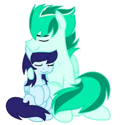 Size: 756x752 | Tagged: safe, artist:sapphireartemis, derpibooru import, oc, oc:sapphire skies, oc:thunder greenlight, unofficial characters only, pegasus, pony, female, hug, male, mare, simple background, stallion, transparent background