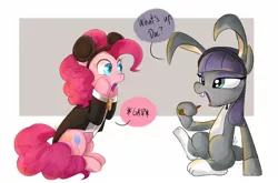 Size: 1440x950 | Tagged: animal costume, artist:riukime, betrayal, bugs bunny, bunny costume, carrot, clothes, collaboration, cosplay, costume, derpibooru import, eating, food, gasp, herbivore, looney tunes, maud pie, mickey mouse, open mouth, pinkie pie, safe