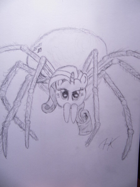 Size: 3000x4000 | Tagged: arachnid, artist:nagashizuri, derpibooru import, monochrome, monster pony, original species, rarirachnid, rarity, safe, solo, species swap, spider, spiderpony, spiderponyrarity, traditional art