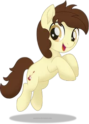 Size: 3500x4835 | Tagged: safe, artist:aeonkrow, artist:cam-and-sister-paint, derpibooru import, oc, oc:cameron smith, earth pony, pony, absurd resolution, jumping, looking at you, movie accurate, request, simple background, solo, transparent background