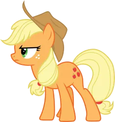 Size: 2825x3000 | Tagged: safe, artist:cloudyglow, artist:yanoda, derpibooru import, applejack, pony, castle mane-ia, .ai available, cowboy hat, female, freckles, frown, hat, high res, simple background, solo, stetson, transparent background, vector