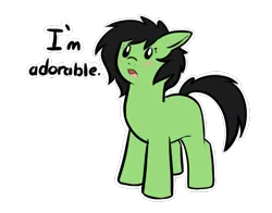 Size: 901x706 | Tagged: safe, artist:cutelewds, derpibooru import, oc, oc:anonfilly, earth pony, pony, blushing, female, filly, realization, simple background, solo, text, transparent background