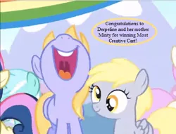 Size: 459x351 | Tagged: safe, derpibooru import, edit, edited screencap, screencap, bon bon, cloud kicker, derpy hooves, lyra heartstrings, sweetie drops, twinkleshine, pony, pinkie pride, the cart before the ponies, cropped, cute, derpabetes, dialogue, female, filly, filly derpy, filly lyra, filly sweetie drops, implied minty, kickerbetes, party, speech bubble, younger