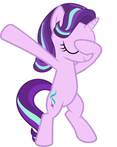 Size: 813x1024 | Tagged: safe, artist:uigsyvigvusy, artist:wissle, derpibooru import, starlight glimmer, pony, unicorn, bipedal, covering eyes, cute, dab, eyes closed, facehoof, female, glimmerbetes, mare, simple background, smiling, solo, trace, transparent background, vector