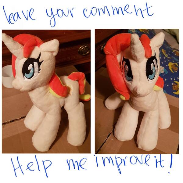Size: 1920x1920 | Tagged: safe, artist:xjenn9, derpibooru import, sunset shimmer, pony, unicorn, cute, female, irl, looking at you, mare, photo, plushie, shimmerbetes, smiling, solo