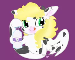 Size: 2500x2000 | Tagged: safe, artist:starfox365, derpibooru import, oc, oc:udella, unofficial characters only, cow, cow pony, hybrid, pegasus, pony, female, milk, pegacow