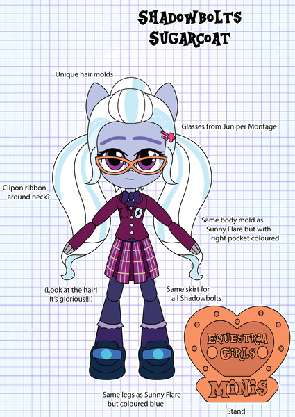 Size: 1946x2750 | Tagged: safe, artist:darkhooves, derpibooru import, sugarcoat, equestria girls, clothes, concept, crystal prep academy uniform, crystal prep shadowbolts, cute, darkhooves wastes our time, digital art, doll, equestria girls minis, glasses, graph paper, hairclip, leggings, merchandise, mockup, pantyhose, pigtails, pleated skirt, ribbon, school uniform, shoes, skirt, smiling, socks, solo, stand, sugarcute, toy, twintails