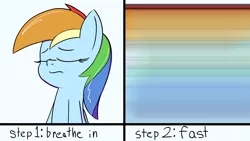 Size: 2863x1617 | Tagged: safe, artist:infrayellow, derpibooru import, rainbow dash, pony, bust, comic, eyes closed, fast, female, how to, inhaling, mare, motion blur, step by step