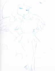 Size: 927x1200 | Tagged: artist:shonuff44, bat, big breasts, breasts, busty inky rose, derpibooru import, human, humanized, inky rose, moon, safe, traditional art, winged humanization, wings