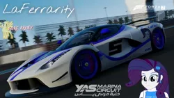 Size: 480x270 | Tagged: safe, artist:forzaveteranenigma, derpibooru import, rarity, equestria girls, abu dhabi, car, driving, ferrari, ferrari laferrari, ferrarity, forza motorsport 7, laferrari, photo, racing, solo, united arab emirates, watermark, yas marina circuit